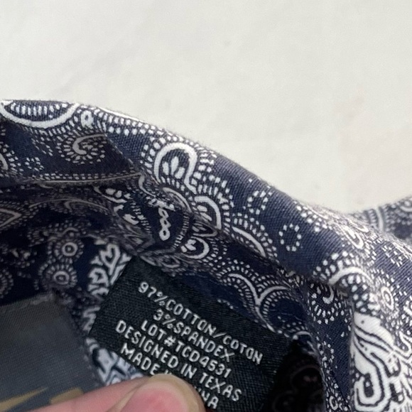 Panhandle Tuf Cooper Performance Blue Paisley Print Button Up Shirt Western - Picture 5 of 6